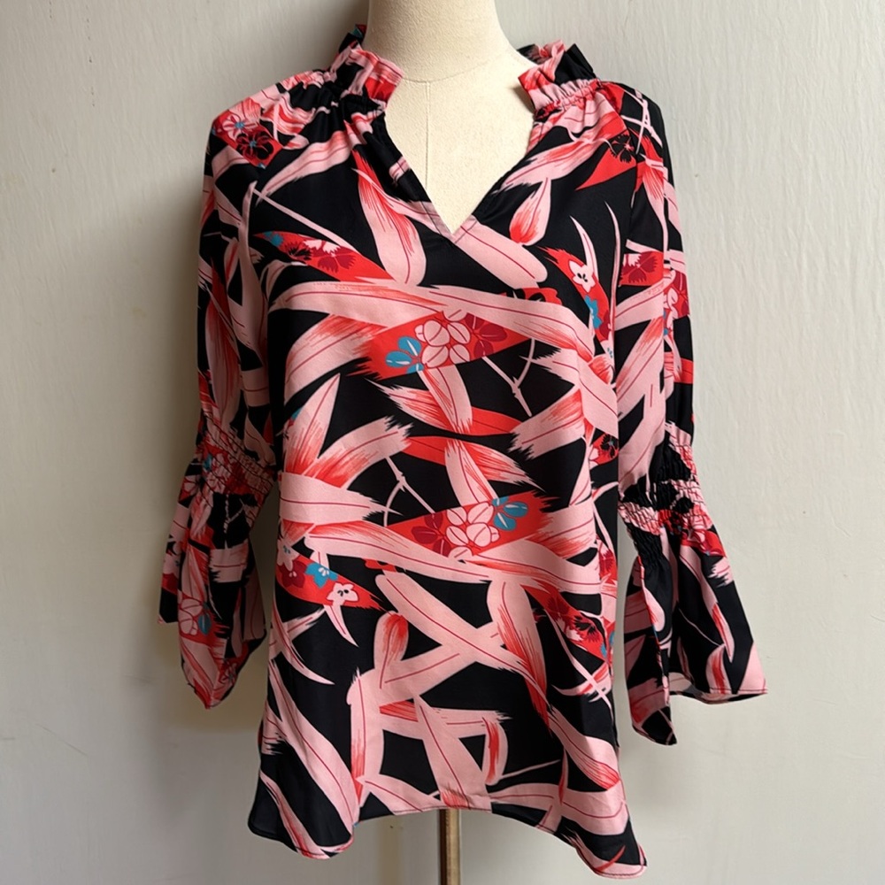 Jade Melody Tam Vibrant Floral Blouse Size XS